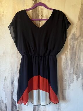 Sweet Storm Navy, Orange & White Dress Size - L